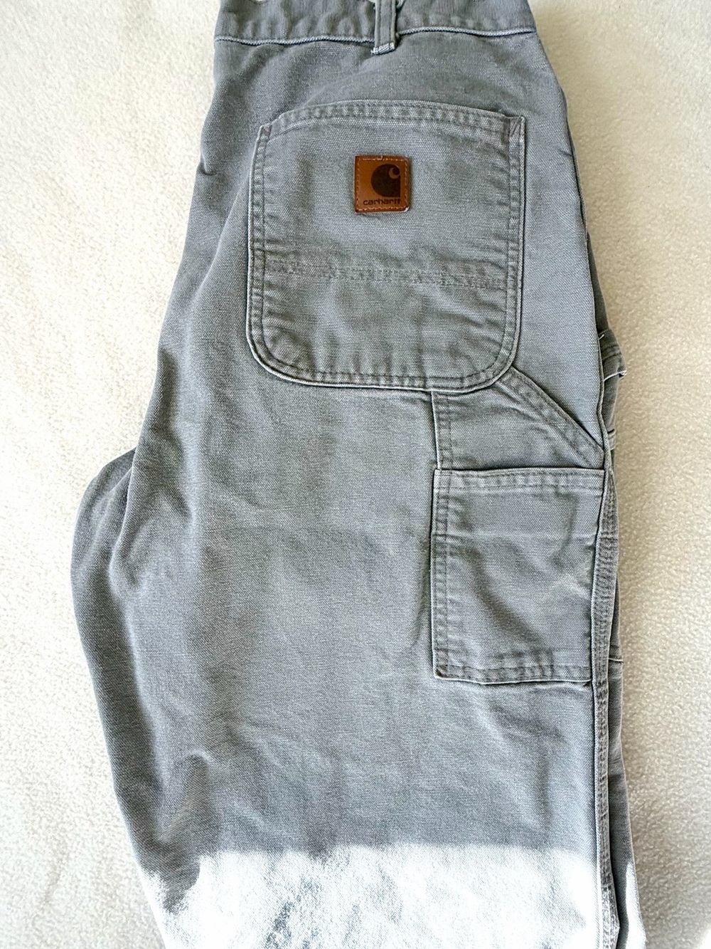 Vintage Carhartt B11 DES Gray Canvas Work Pants Utility Dungarees Size 36x30